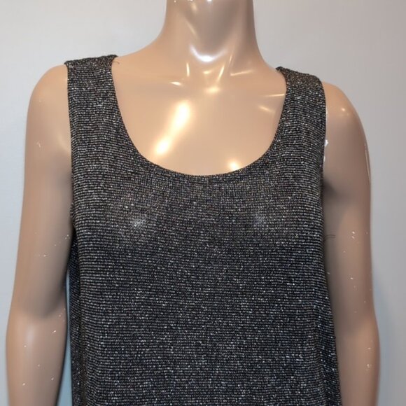NORTHERN REFLECTIONS Metallic Knit Sleeveless Top Grey Black Size XL - Picture 3 of 11